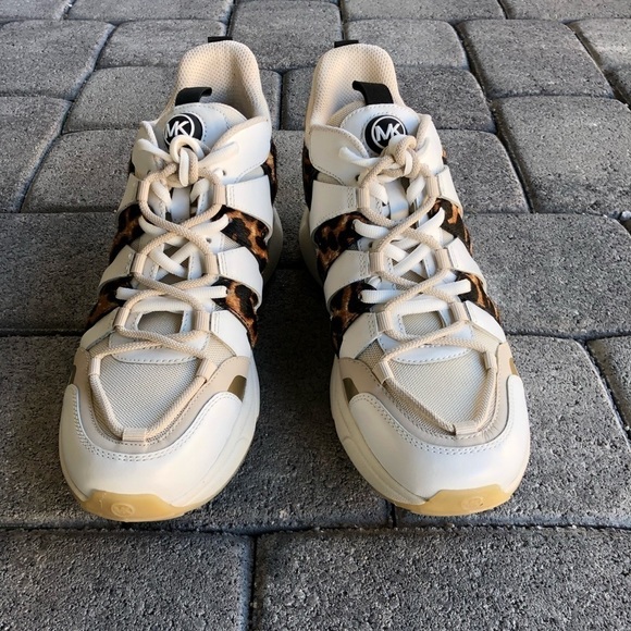 New MICHAEL Michael Kors Hero Cheetah Print Lace- Up Sneaker Trainers size 10 - Picture 7 of 15